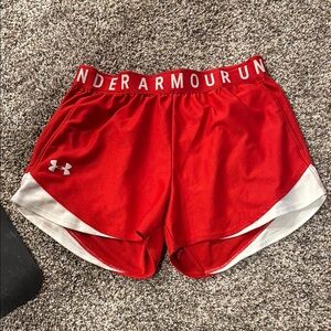 Under Armour Women's Bold Red and White Athletic Shorts